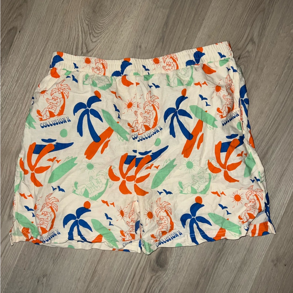 Collision Printed Multicolor Women’s Shorts Size 3XL